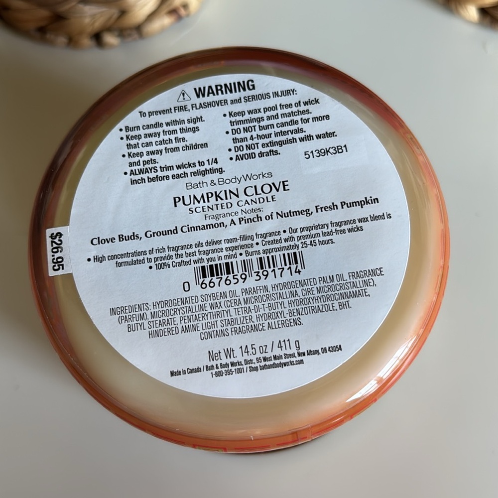 Pumpkin Clove 3-Wick Bath & Body Works Candle - Picture 4 of 4